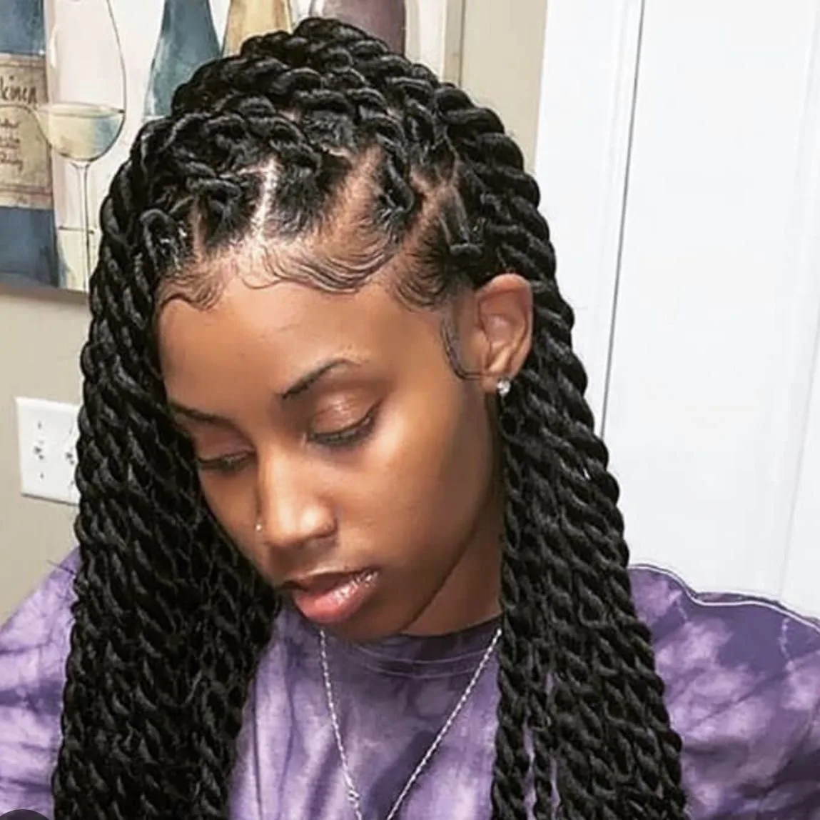 Kim's Hair Boutique client wearing large Senegalese twists