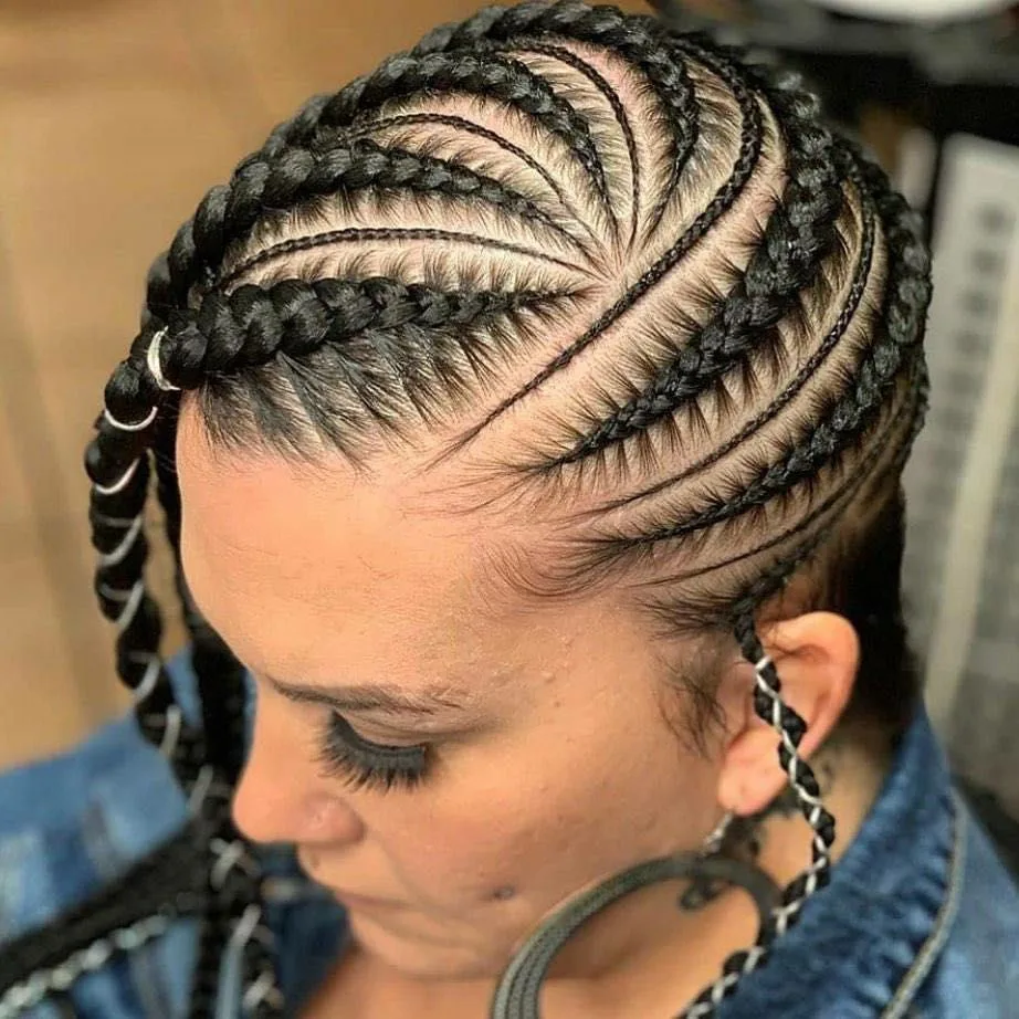 Kim's Hair Boutique client wearing lemonade cornrows