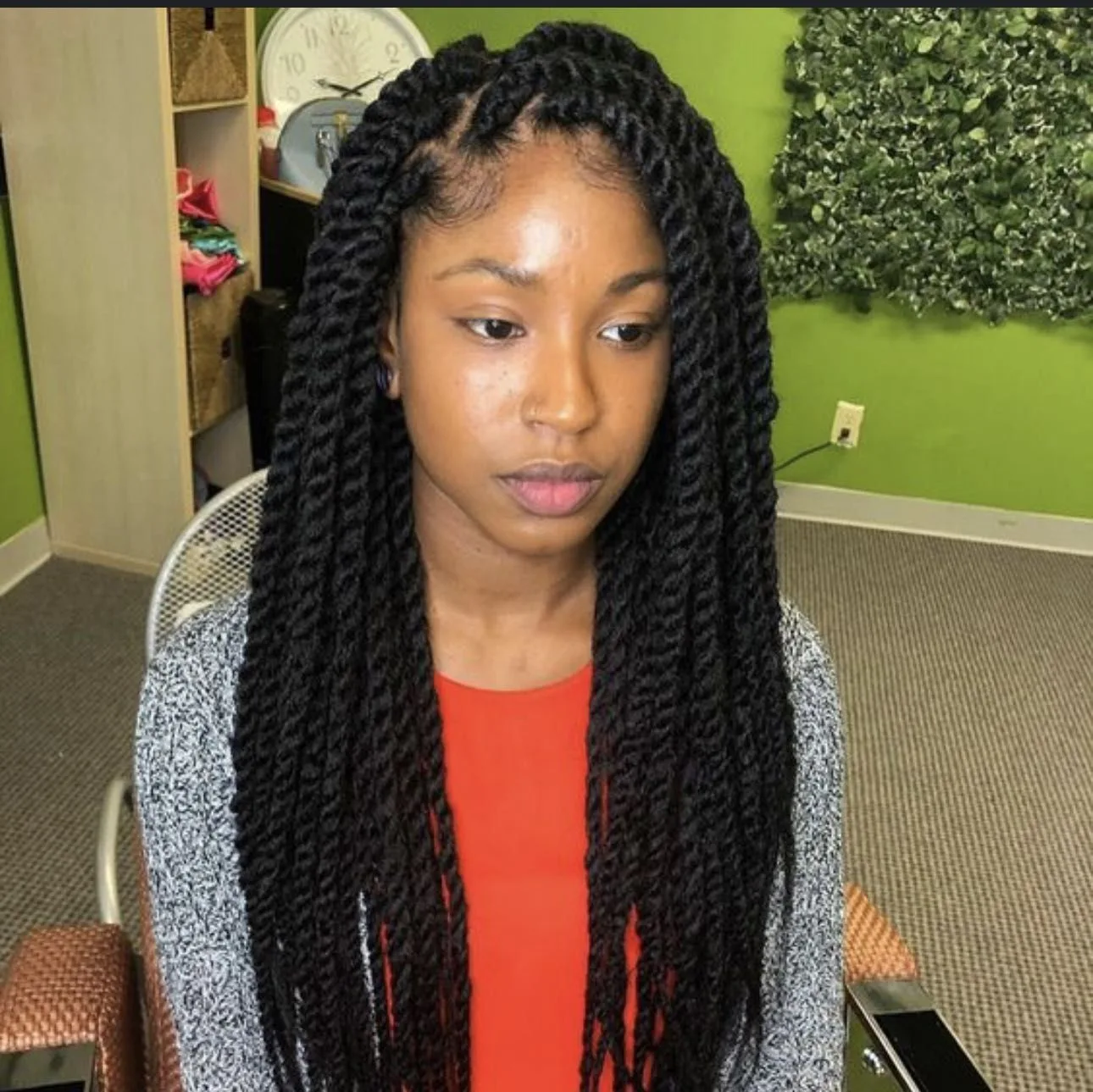 Kim's Hair Boutique client wearing Marley twists